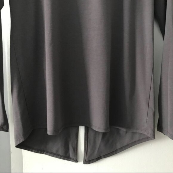 Athleta Heather Gray Monarch Ribbed Stretch Split-Tie Back Shirt Top Size Small - Picture 3 of 7
